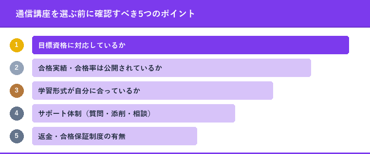 通信講座を選ぶ前に確認すべき5つのポイント